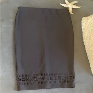 Black Pencil Skirt with see through detail